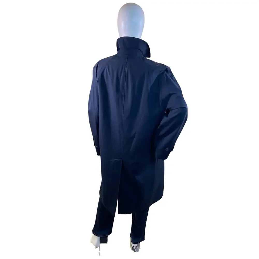 1970s Oleg Cassini Blue Trench Coat Removable Liner Vintage Raincoat 42